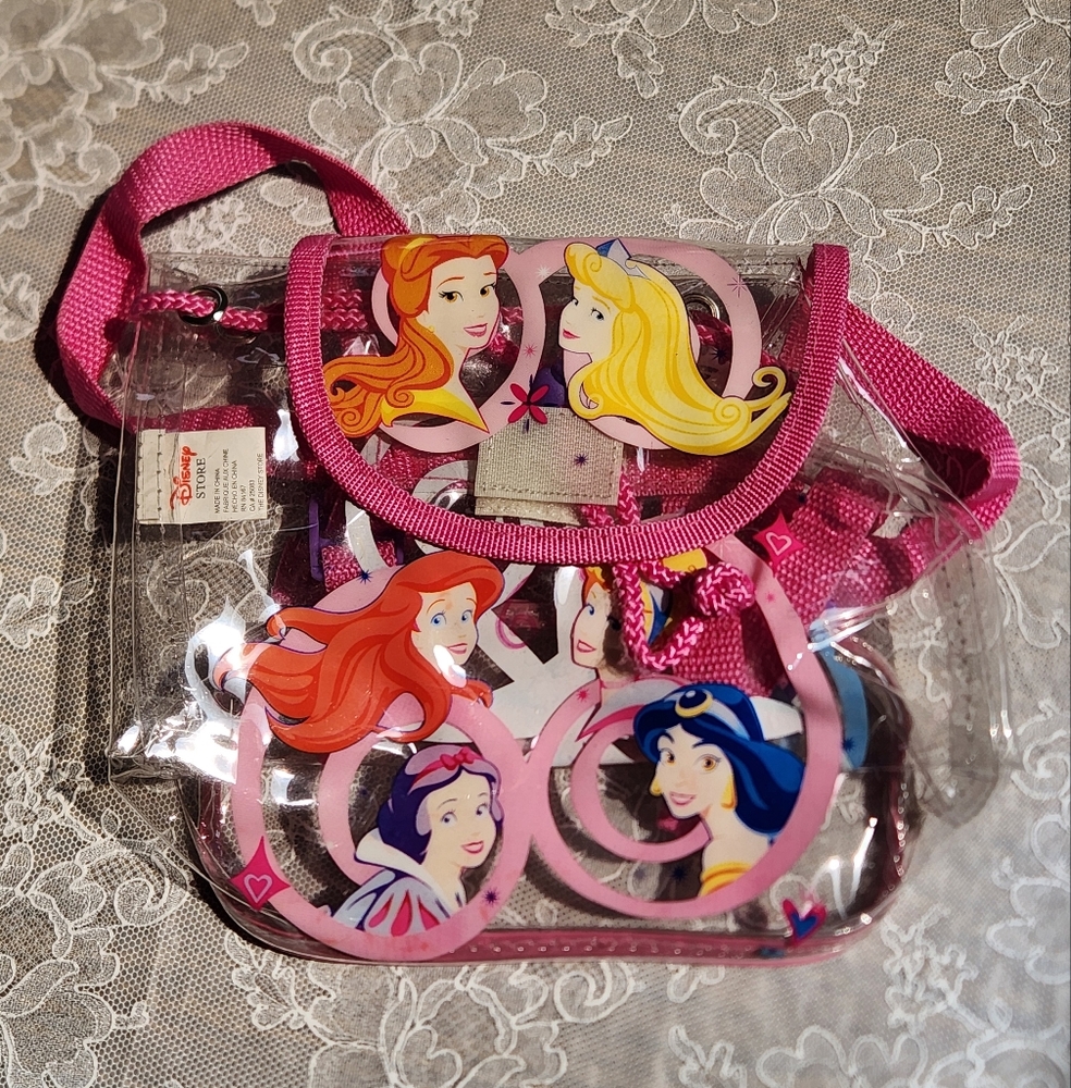 VINTAGE DISNEY PRINCESS Clear Plastic Small Backpack/Bag/Purse